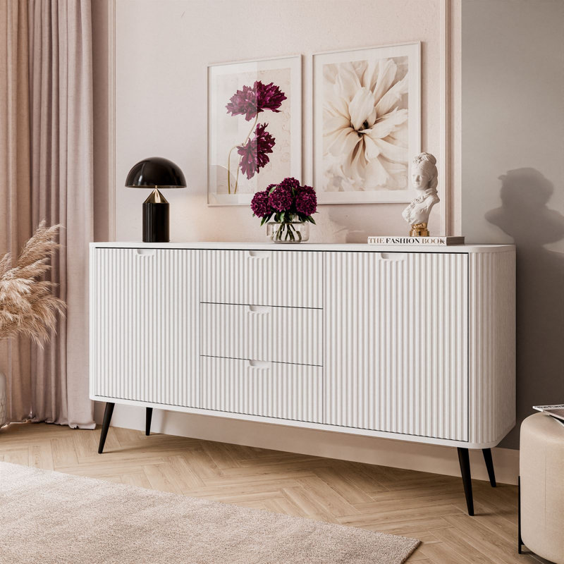 Mandloi Sideboard with 3 Drawers and 2 doors, White