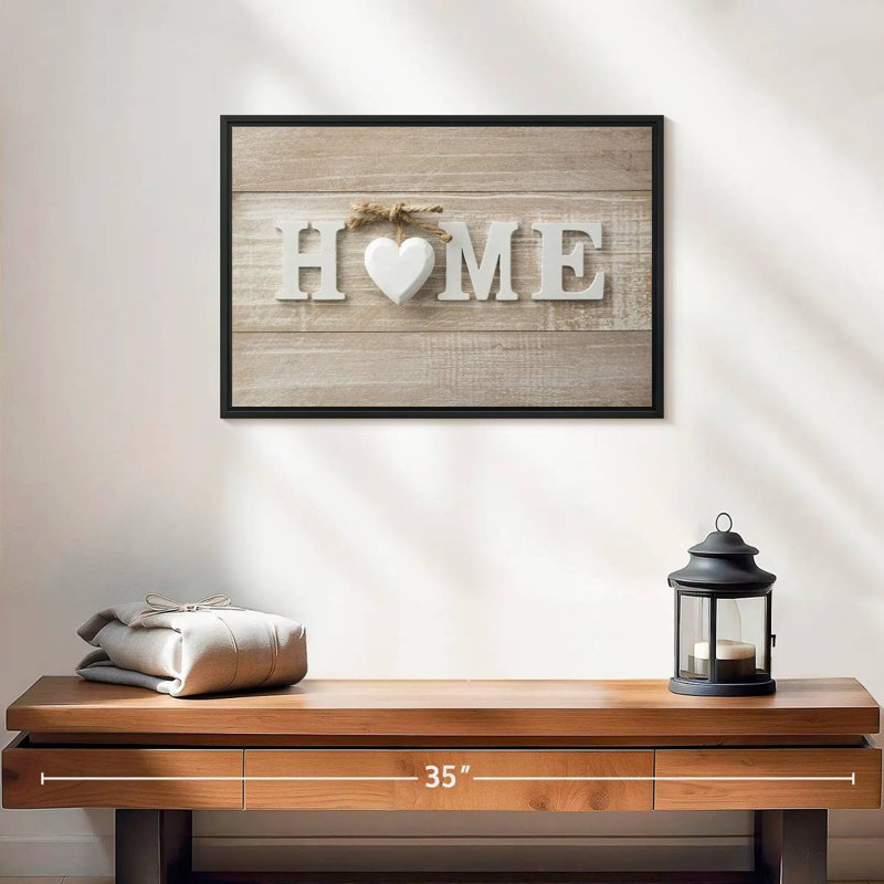 Plaque murale Home, 19 po x 13 po, Cadre flottant noir