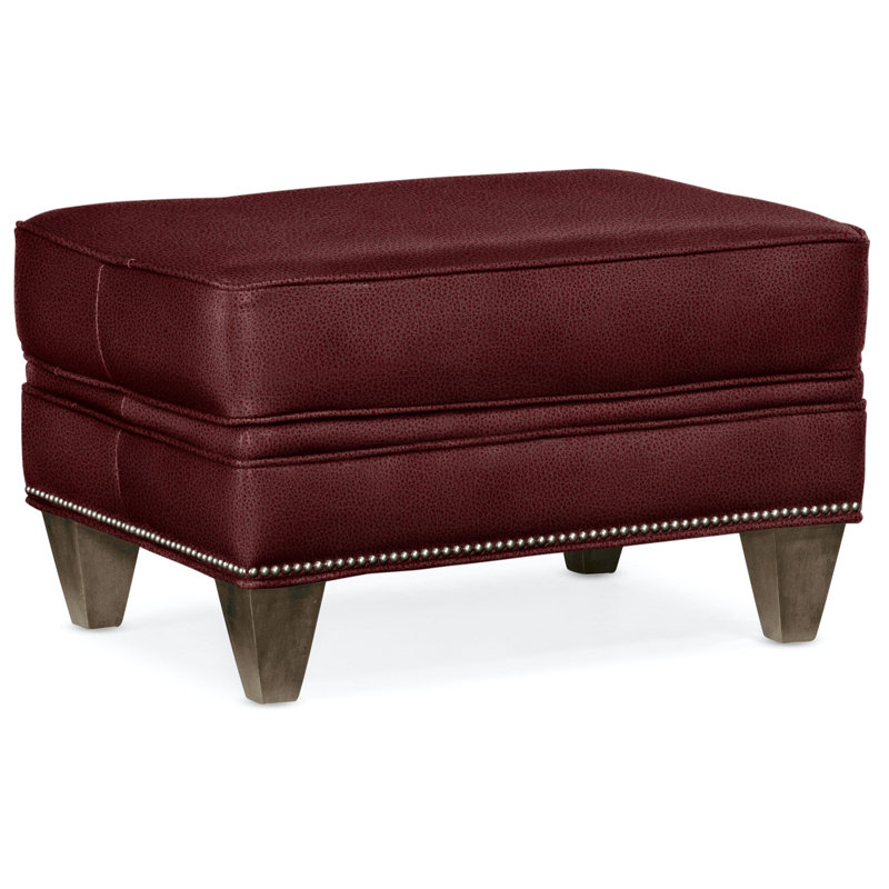 Reddish Ottoman, Gunmetal, Cobblestone, Rio Mineral Genuine Leather