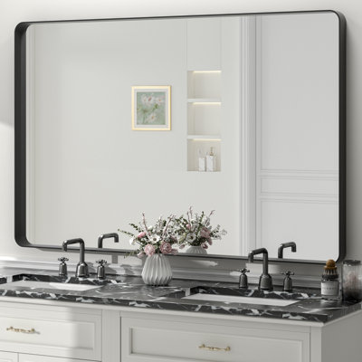Miroir de salle de bain mural en verre trempé et métal Molly