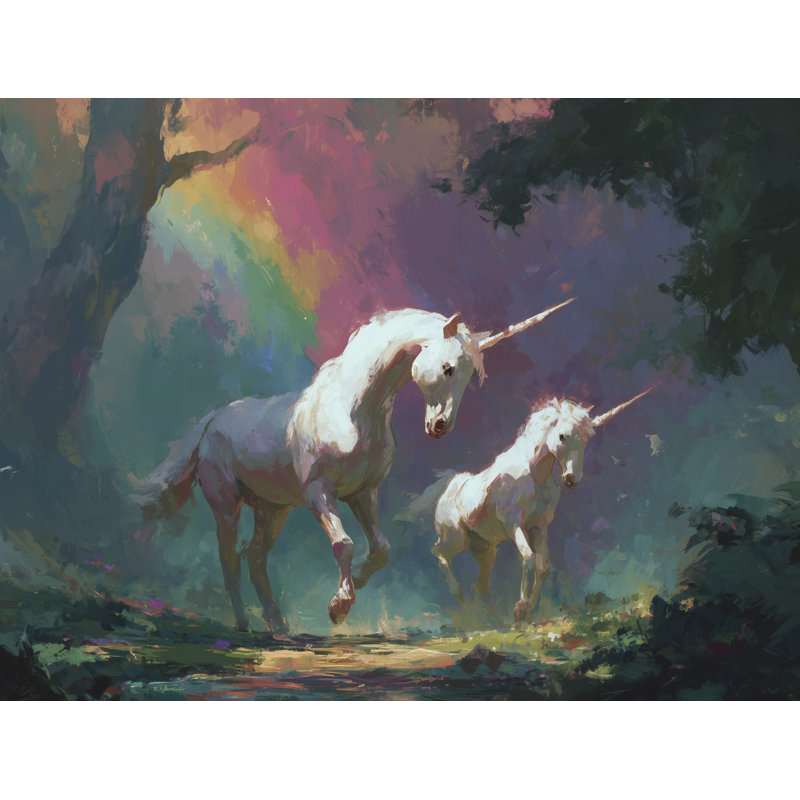 Unicorns papier peint fantaisie amovible arc-en-ciel double rouleau, 160"x108", Peler et coller