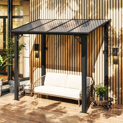8 Ft. W x 5 Ft. D Outdoor Metal Pergola with Sloped Roof Patio Gazebo for Backyard, Deck