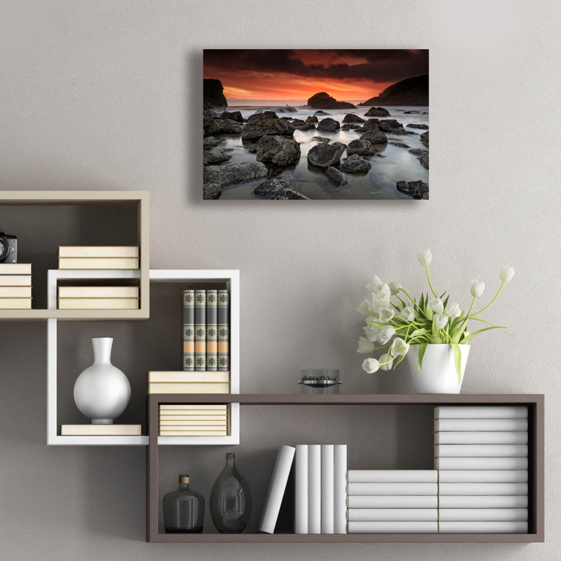 «Indian Beach Sunset» par Rick Berk, art en verre acrylique, H 16 po x l 24 po x P 0,2 po