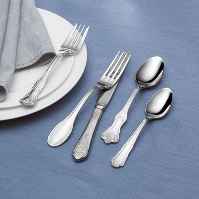 Wallace Hotel Lux 77-Piece 18/10 Stainless Steel Flatware Set, Silver, Service for 12