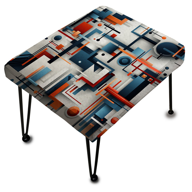 Blue Industrial Matrix Geometric Reflections - Geometric Rectangle Ottoman