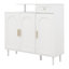 Range-chaussures avec tablettes réglables, pieds en bois massif, portes et tiroirs arqués, buffet de rangement pour vestibule, salon-1005088250