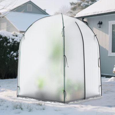 Serre portable portative pour l'extérieur avec couvercle à bulles durable et porte à fermeture à glissière