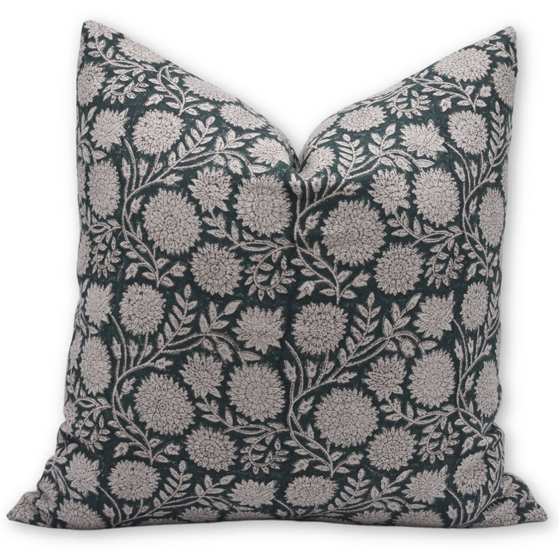 Coussin décoratif en lin épais fabriqué à la main Fabikine Manikarnika pour décoration de salon - 20 x 20 pouces