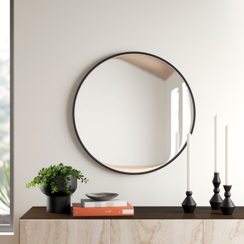 Ava-Jane Metal Flat Mirror, 24" x 24", Black