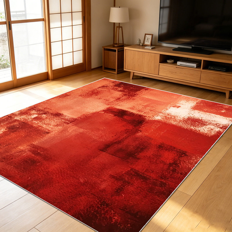 1PC terracotta burnt orange patchwork abstract textured area rugs for Living Room, Soft and Comfortable, Suitable for all seasons, easy-to-maintain, machine washable Indoor floor mat, Under Table Farmhouse suitable for dining room, bedroom, entryway,