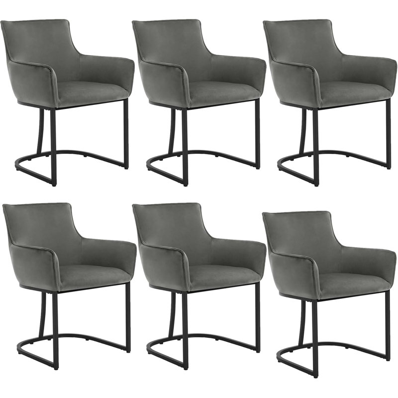 46.5 cm H Velvet Cantilever Chair, Dark grey