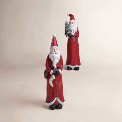 2-Piece Resin Santa Holiday Figurine Set