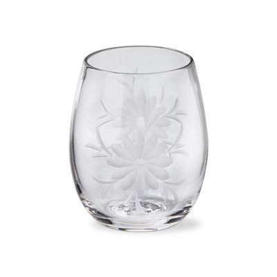 Fleur Etched Stemless Wine Glass