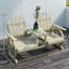 Banc de patio à 2 places avec pieds en forme de roue de chariot, table haute et parasol, bois de sapin, couleur bois naturel, l 60,6 po x P 25,6 po H 40,2 po, conception à lattes pour garder au sec