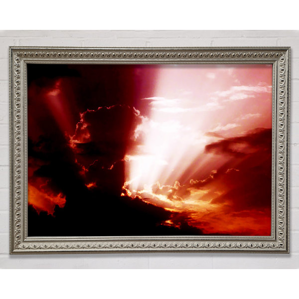 Ebern Designs Sun Through The Clouds Red - Single Picture Frame Print ...
