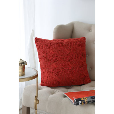  Cable Knit Cotton Throw Pillow
