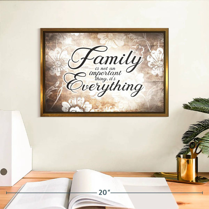 «Family Is Everything Love», citation, 13 po x 9 po, Cadre flottant doré