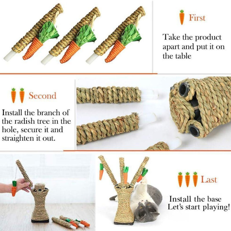 Cat Rattan Grass Scratcher Climbing Tree