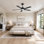 Ventilateur de plafond noir moderne à 5 pales de 52 po avec lumière DEL 3CCT et télécommande, moteur CC réversible à 6 vitesses