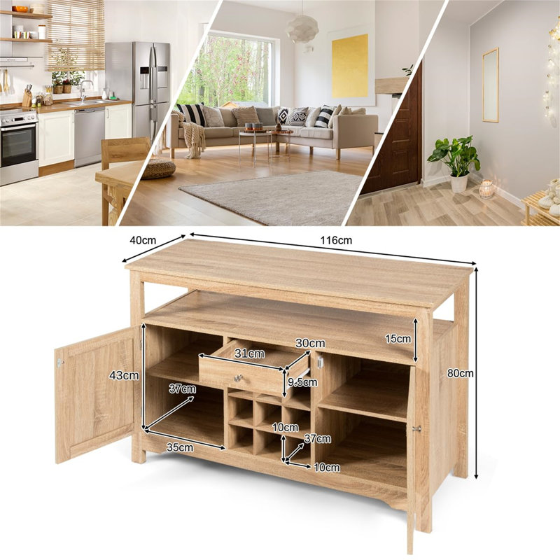 Foland Bar Cabinet, Beige