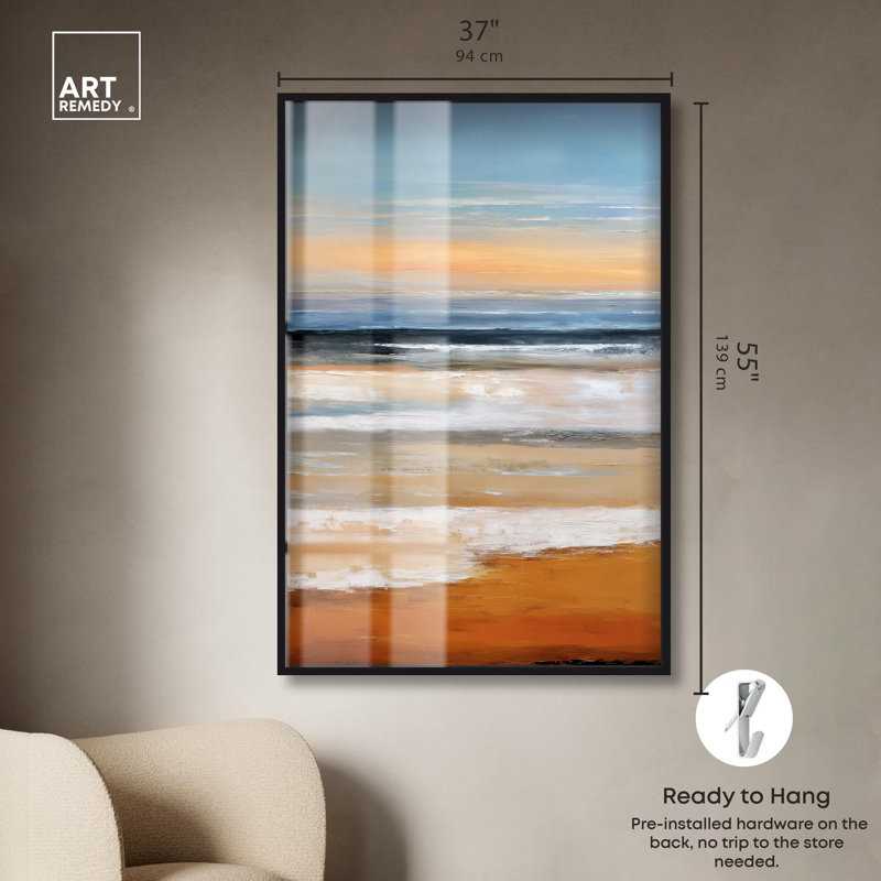 «Ode to the Ocean I Living Room Art Shadowbox» par Art Remedy, H 55 po x l 37 po, Noir