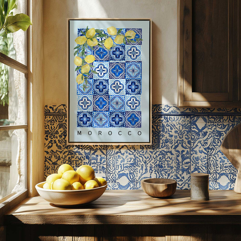 Impression sur toile marocaine Tile and Lemon, Chrome poli, H 18,75 po x l 12,75 po