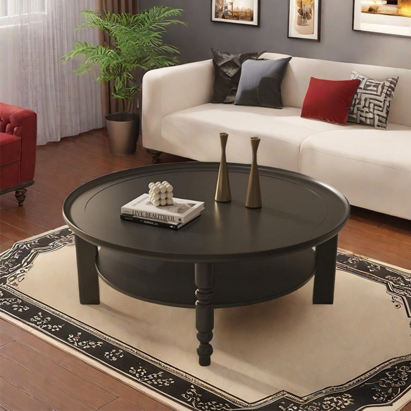 Table basse ronde de style français, H 16,5 po x L 39,4 po x l 39,4 po