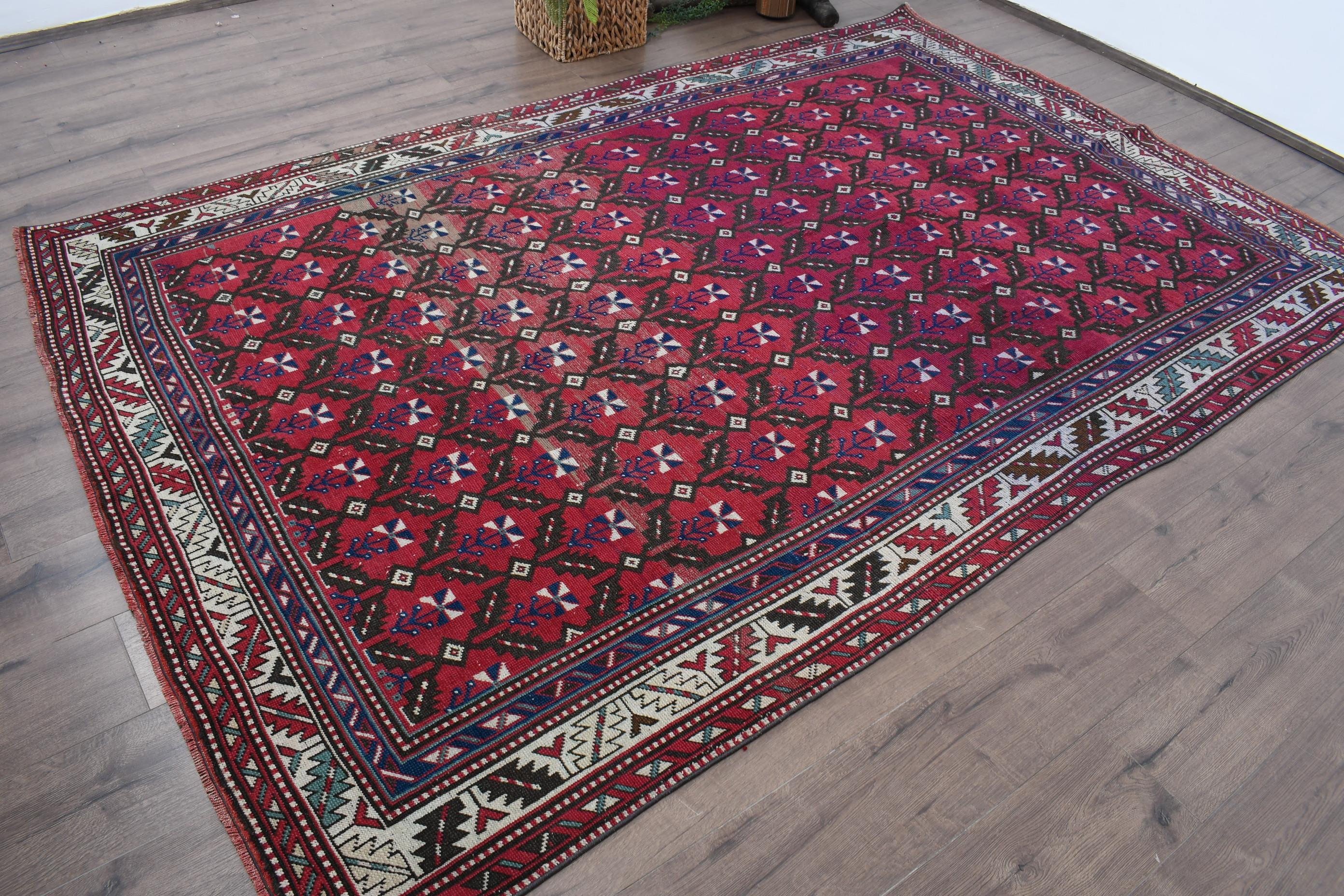Classic Red Rug Union Rustic Classic Red Rug, 74.4x111 Inch Geometric Pattern Rug | Wayfair