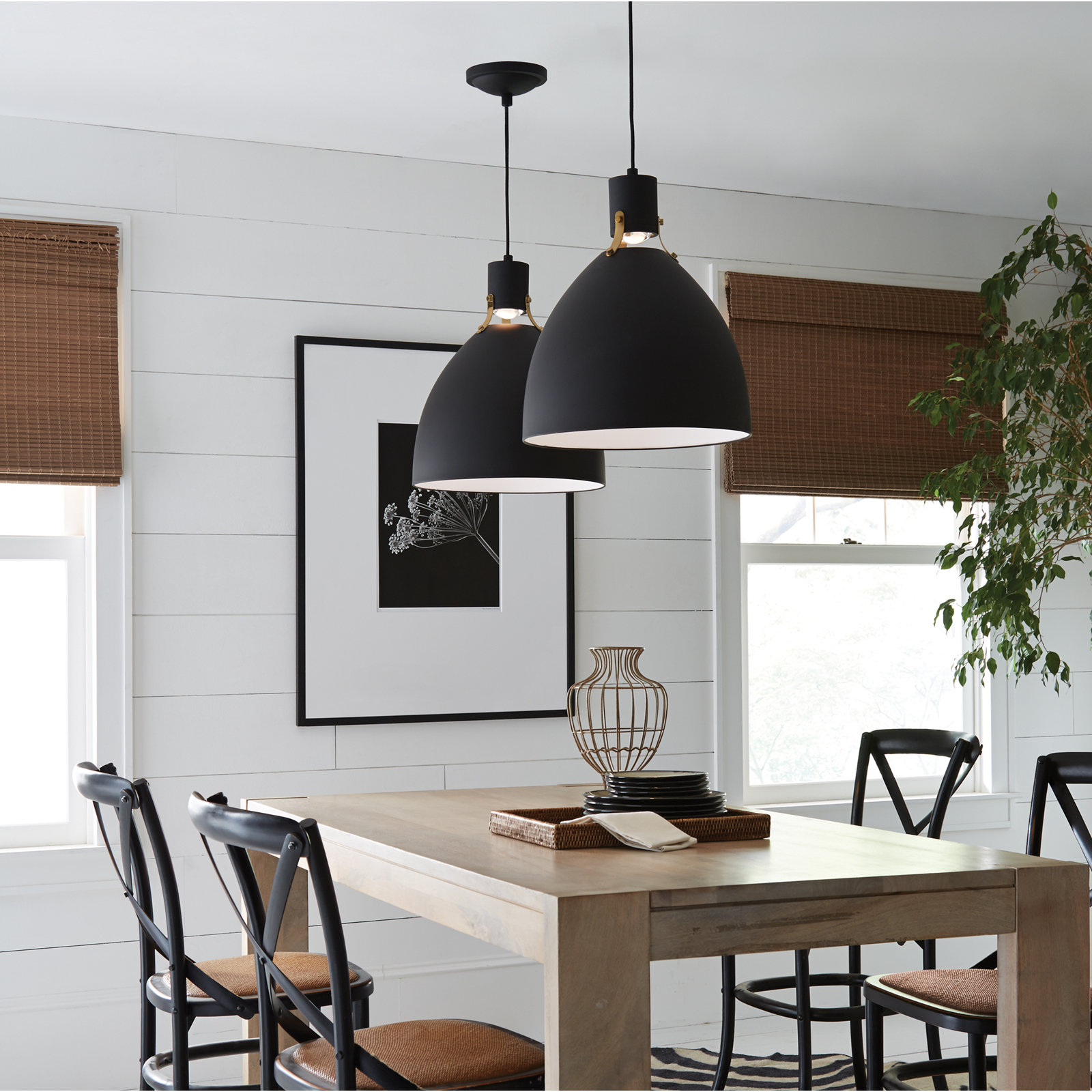 Uma Dimmable Single Light Pendant, Matte Black, 19.75" H x 16.5" W x 16.5" D
