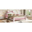 Lit plateforme tapissier pour enfant complet en forme de chat, cadre de lit pour enfant à profil bas de style princesse pour chambre à coucher, blanc et rose-917340044