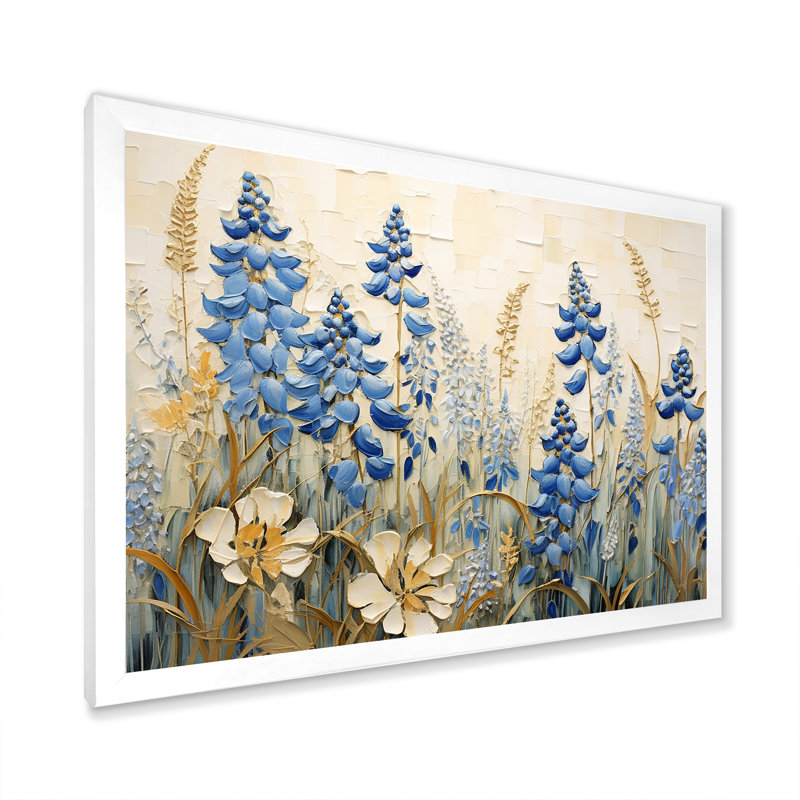 "Blue Bonnets Field Tranquility I", reproduction d'art sur toile, H 12 po x l 20 po x P 1 po, Blanc