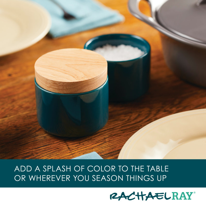 Rachael Ray Ceramic Stacking Spice Jar Set with Lid, Teal