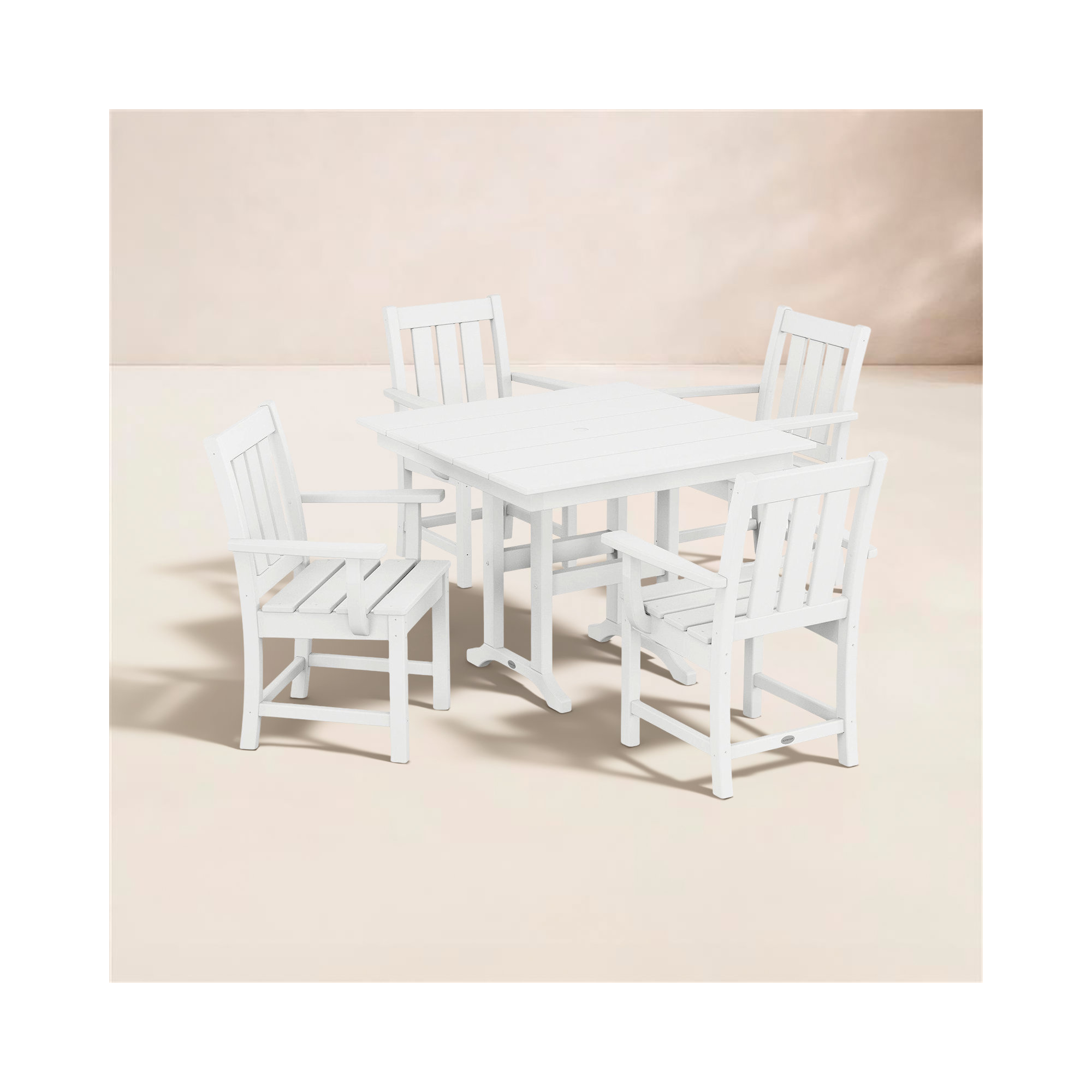 Oxford 5-Piece Farmhouse Dining Set, White