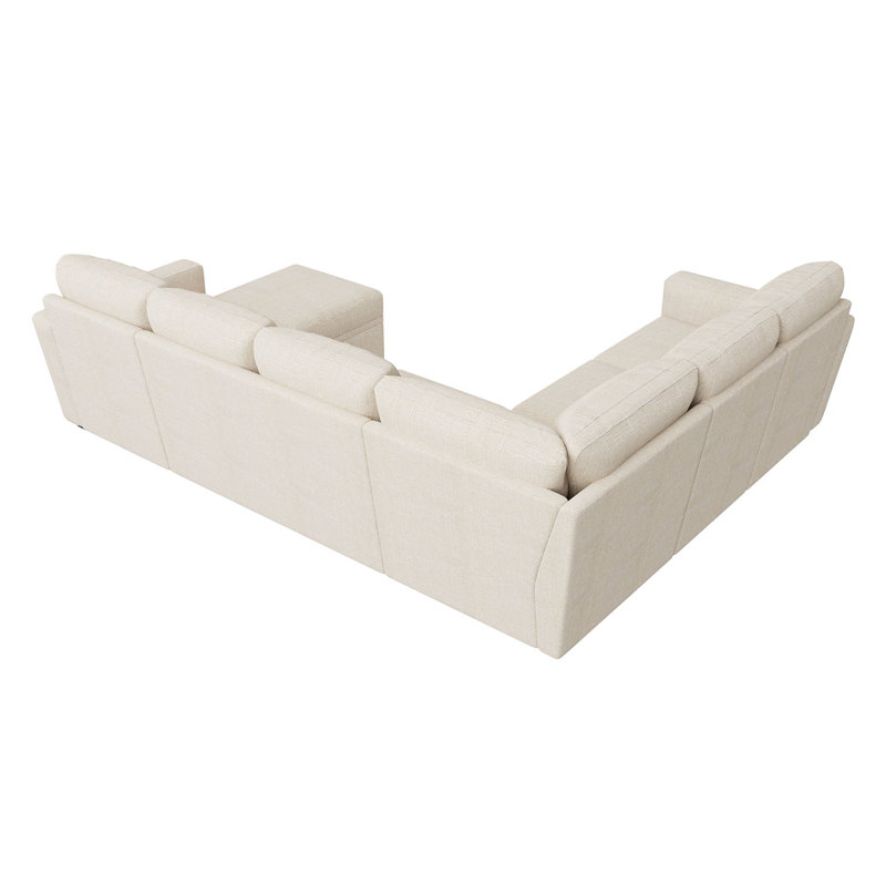 Hoelscher Upholstered Reversible Standard Corner Sectional, Beige Polyester