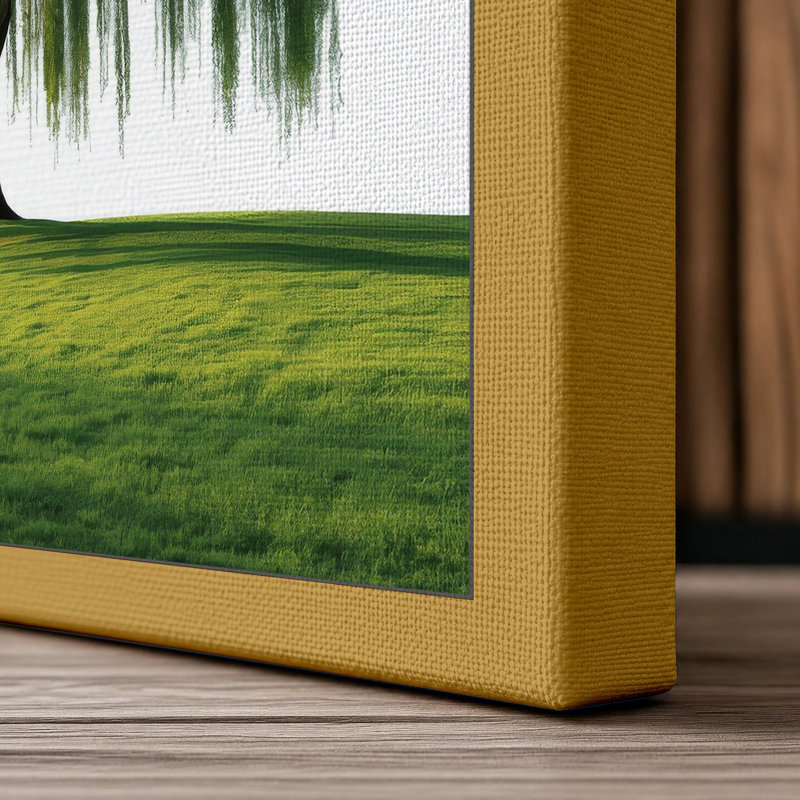 Weeping Willow Botanical - Wrapped Canvas, 30x20 - 76.2 x 50.8 cm, Ochre Border