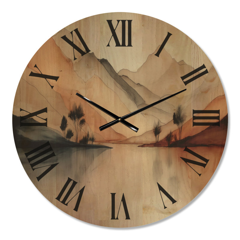 Très grande horloge murale ronde en bois Nature, Large