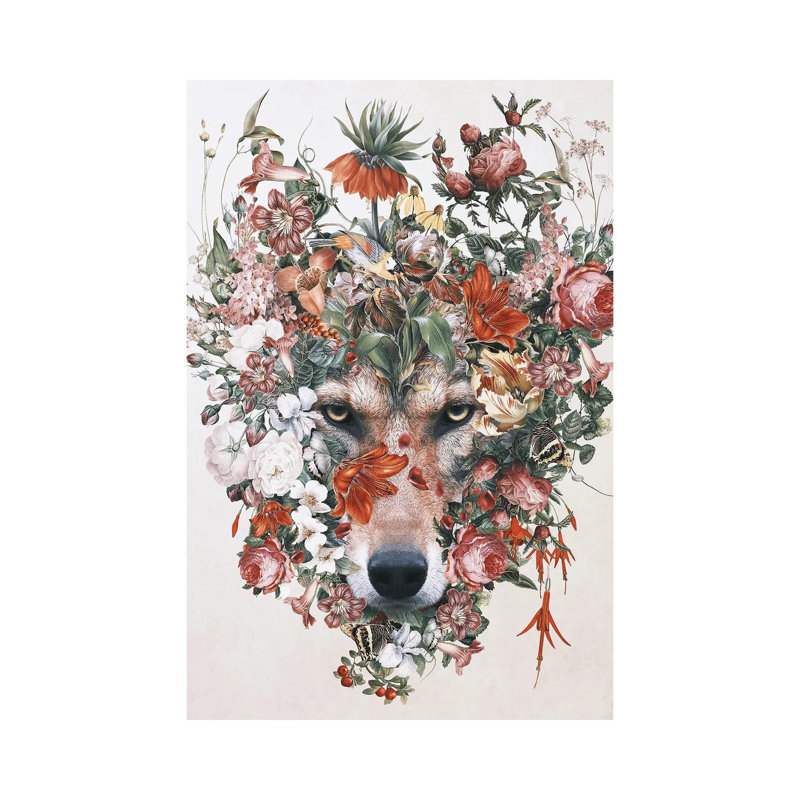 Flower Wolf by Riza Peker - Gallery-Wrapped Canvas Giclée on Canvas, Wrapped Canvas, 66.04 cm H x 45.72 cm W x 3.175 cm D