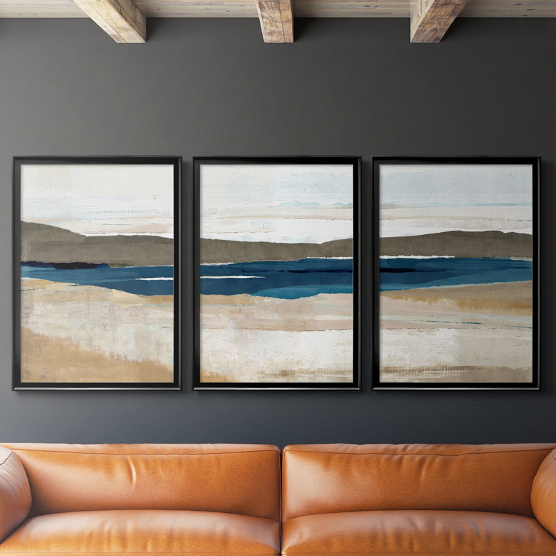 Buttermere Triptych I - Toile tendue avec châssis sur mesure - 3 pièces, Noir, noir, noir, noir, H 30 po x l 63 po