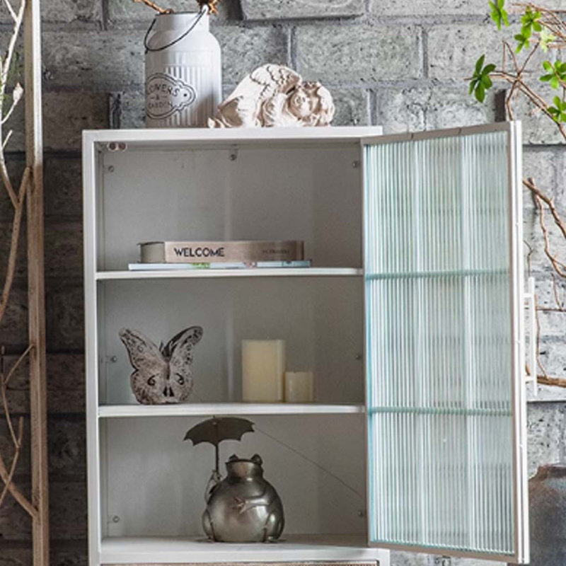 Bibliothèque vintage avec porte en verre sculpté