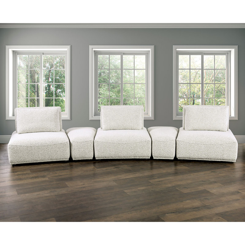Canapé modulaire 5 pièces Aukeem, Polyester gris