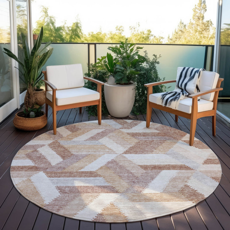 Tapis cuivre intérieur / extérieur lavable à la machine Claudian ACN1241, Rond 8 pi