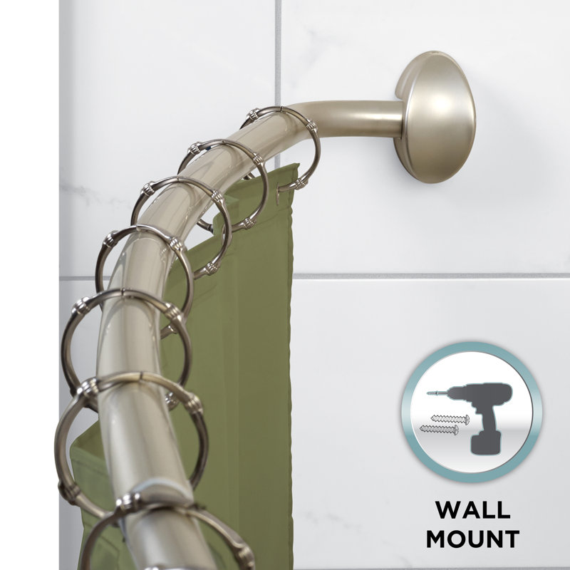 Adjustable Brushed Nickel Curved Shower Rod for 60-72 Inch Openings
