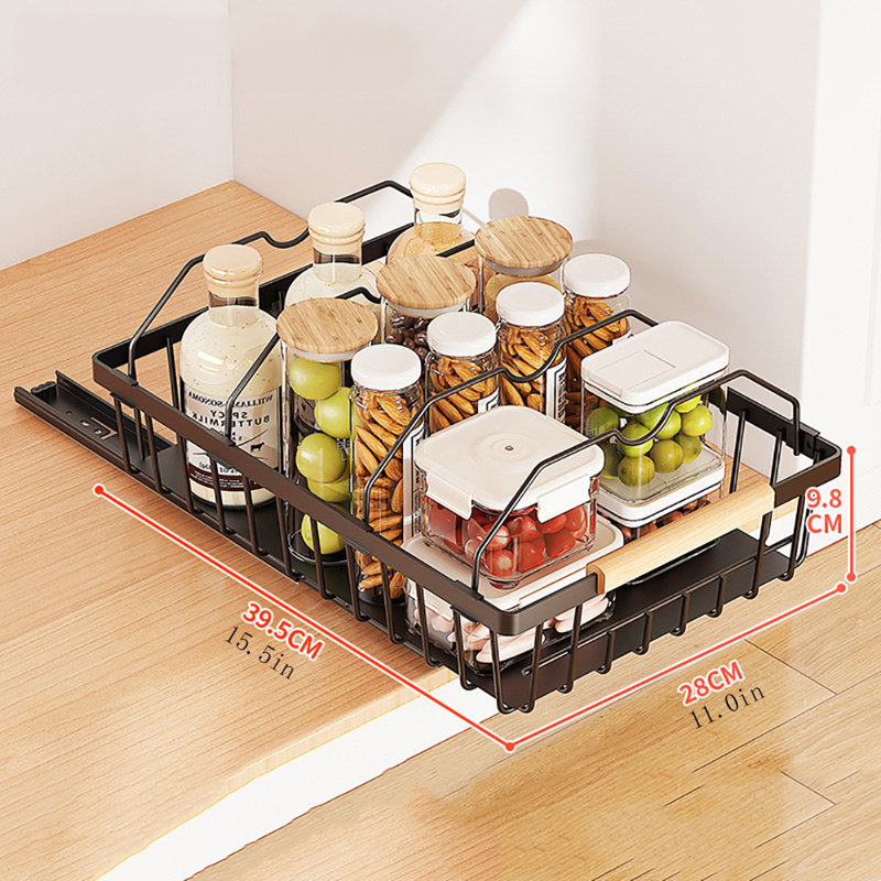 Pull Out Cabinet Organizer Slide-Out Drawers Organizers Under Sink for Kitchen and Pantry Storage, Matte Black