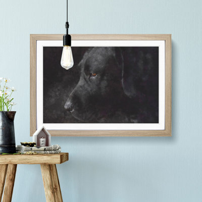 Black Labrador Retriever Painting - Single Picture Frame Print on MDF