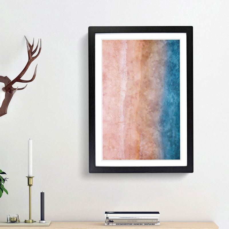 Upon the Beach 1 Piece Single Picture Frame Painting on MDF, 87cm H x 62cm W x 2cm D, Black Framed