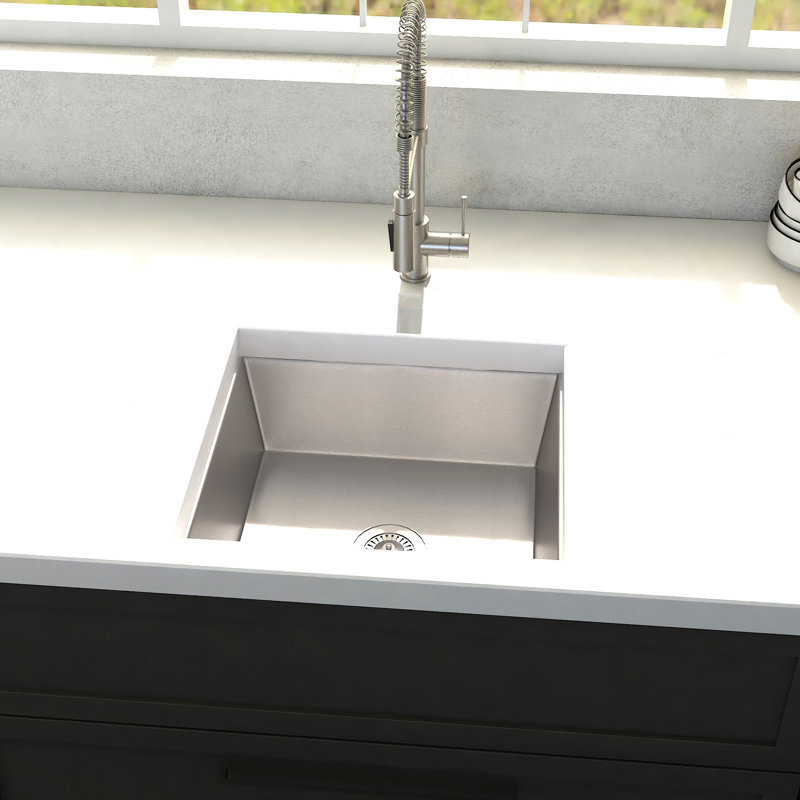 Boreal Stainless Steel 15" L x 15" W Undermount Kitchen Sink with Basket Strainer