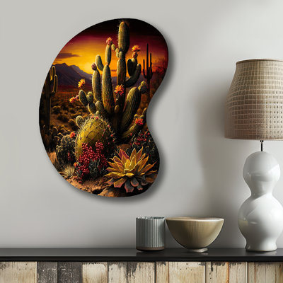 Cactus in Desert II - Unique Shape Mountains, décoration murale sculpture en métal asymétrique