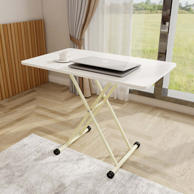 Portable Adjustable Height Folding Table with Wheels for Indoor Outdoor Use No Assembly Required