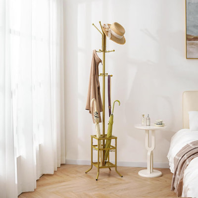 Coat Tree With Umbrella Holder Metal Coat Rack Stand With 12 Hooks