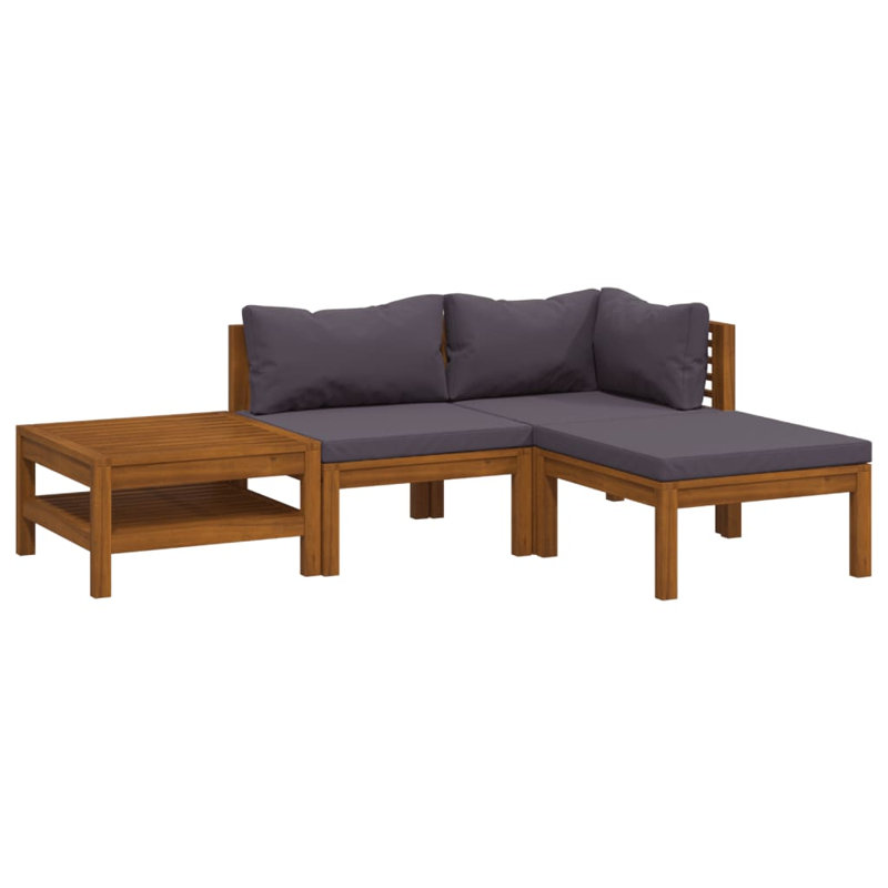 Ensemble de mobilier d'extérieur en bois gris foncé, Gris